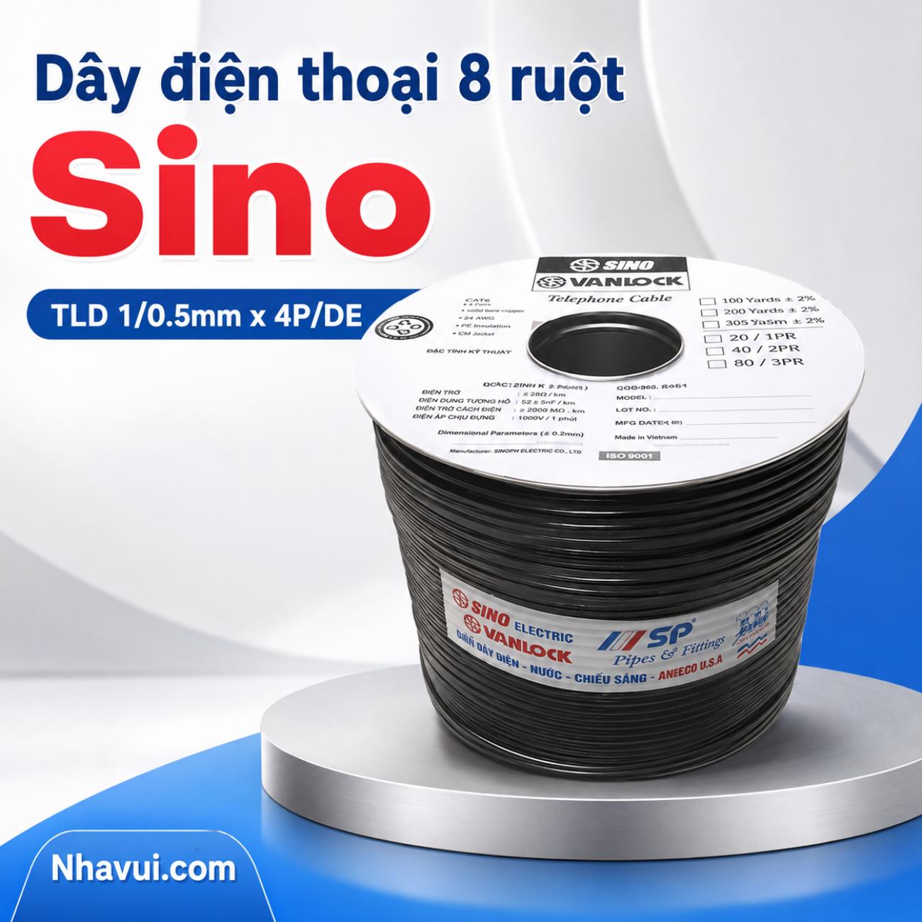 Dây điện thoại Sino – Vanlock 4 ruột, 8 ruột